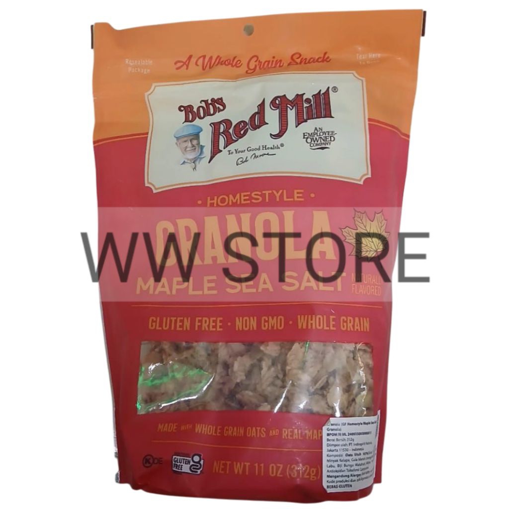 

Snek oat utuh BEBAS GLUTEN FREE Bob's Red Mill HOMESTYLE GRANOLA MAPLE SEA SALT Non GMO Whole Grain 312g