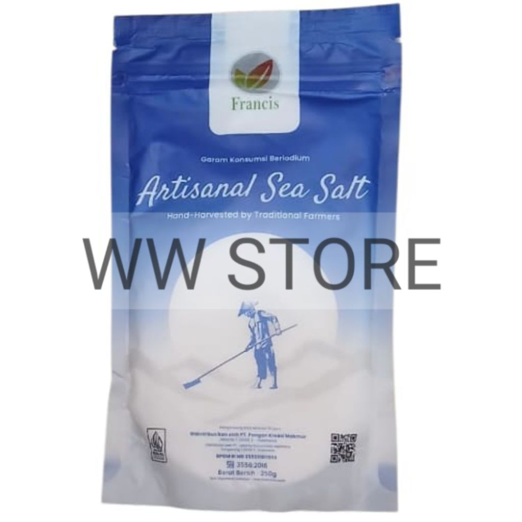 

Garam Konsumsi Beriodium halal MUI Francis Artisanal Sea Salt Hand - Harvested by Traditional Farmers 250g