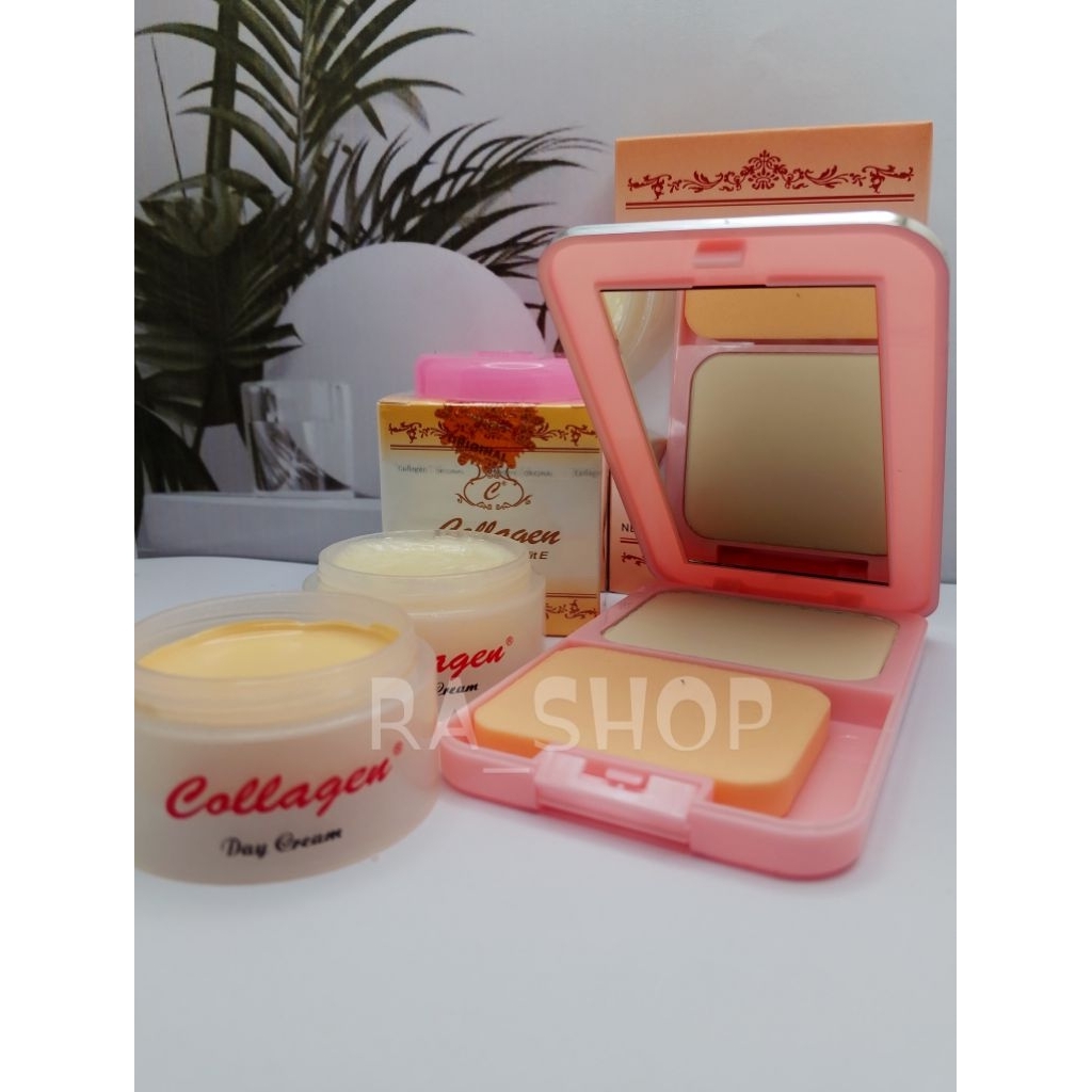 PAKET COLLAGEN " 3in1 " ( KRIM SIANG _ KRIM MALAM _ BEDAK )