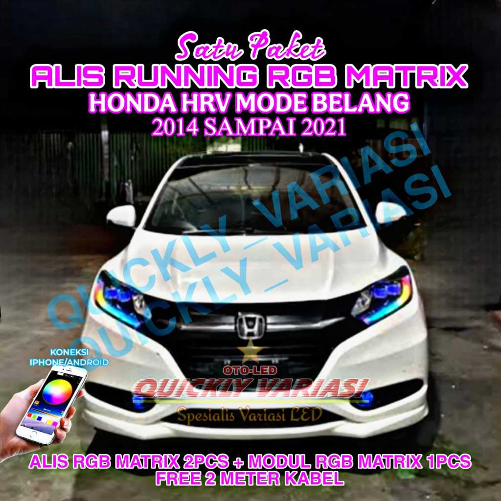 SATU SET LAMPU ALIS RGB BLUETOOTH HONDA HRV LED ALIS RUNNING RGB MODE BELANG MOBIL HRV SIAP PAKAI