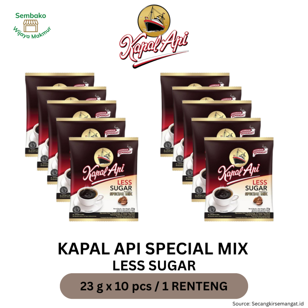 

Kapal Api Special Mix Less Sugar 23 g x 10 pcs / 1 Renteng