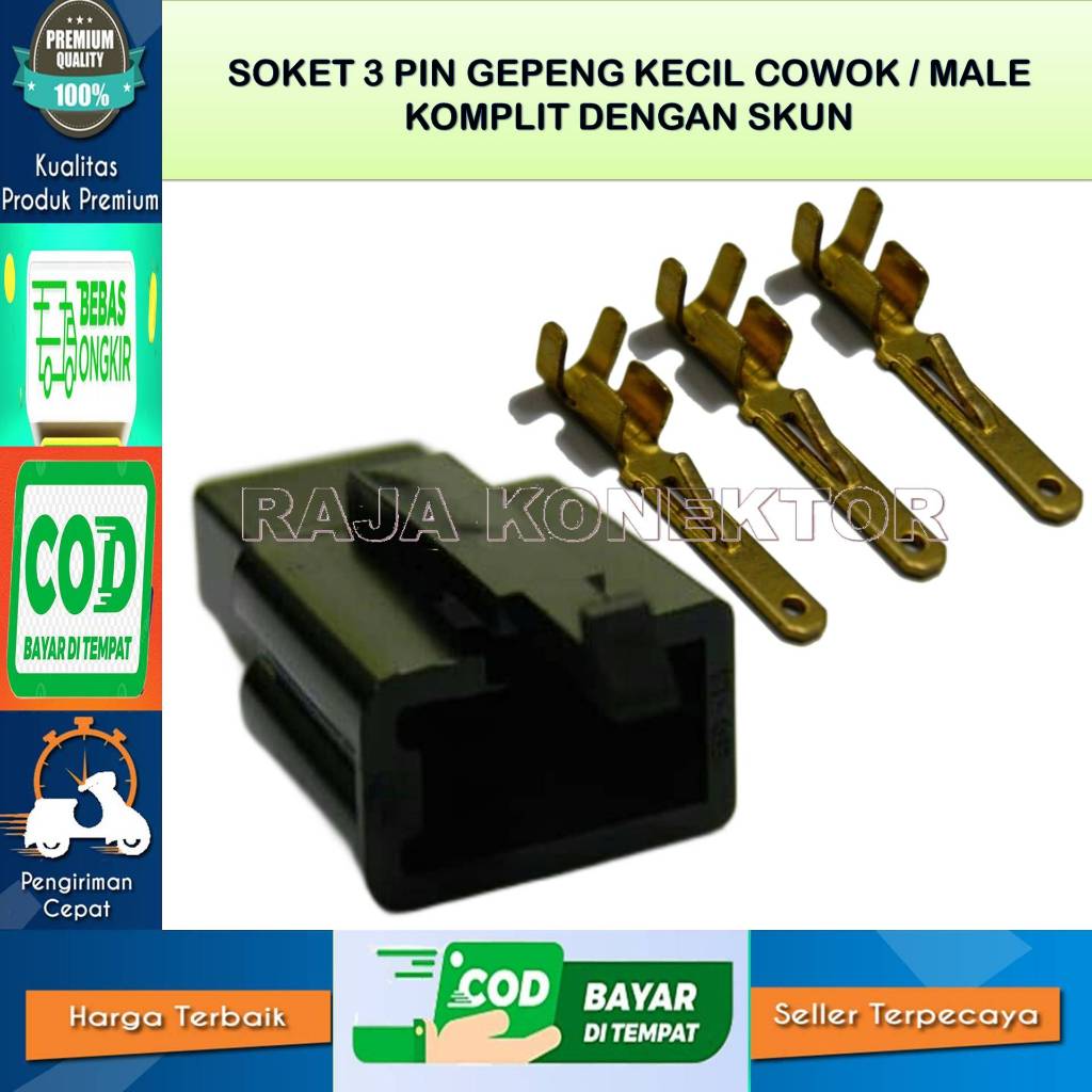 SOCKET KABEL MOTOR 3 PIN KECIL HITAM COWO-SOCKET –SOCKET KABEL–3 PIN- SOCKET KABEL - SOCKET KABEL