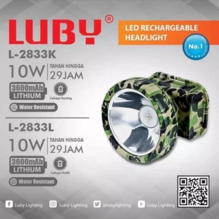 Senter Kepala Luby Tipe L-2833 dengan Kepala Headlamp