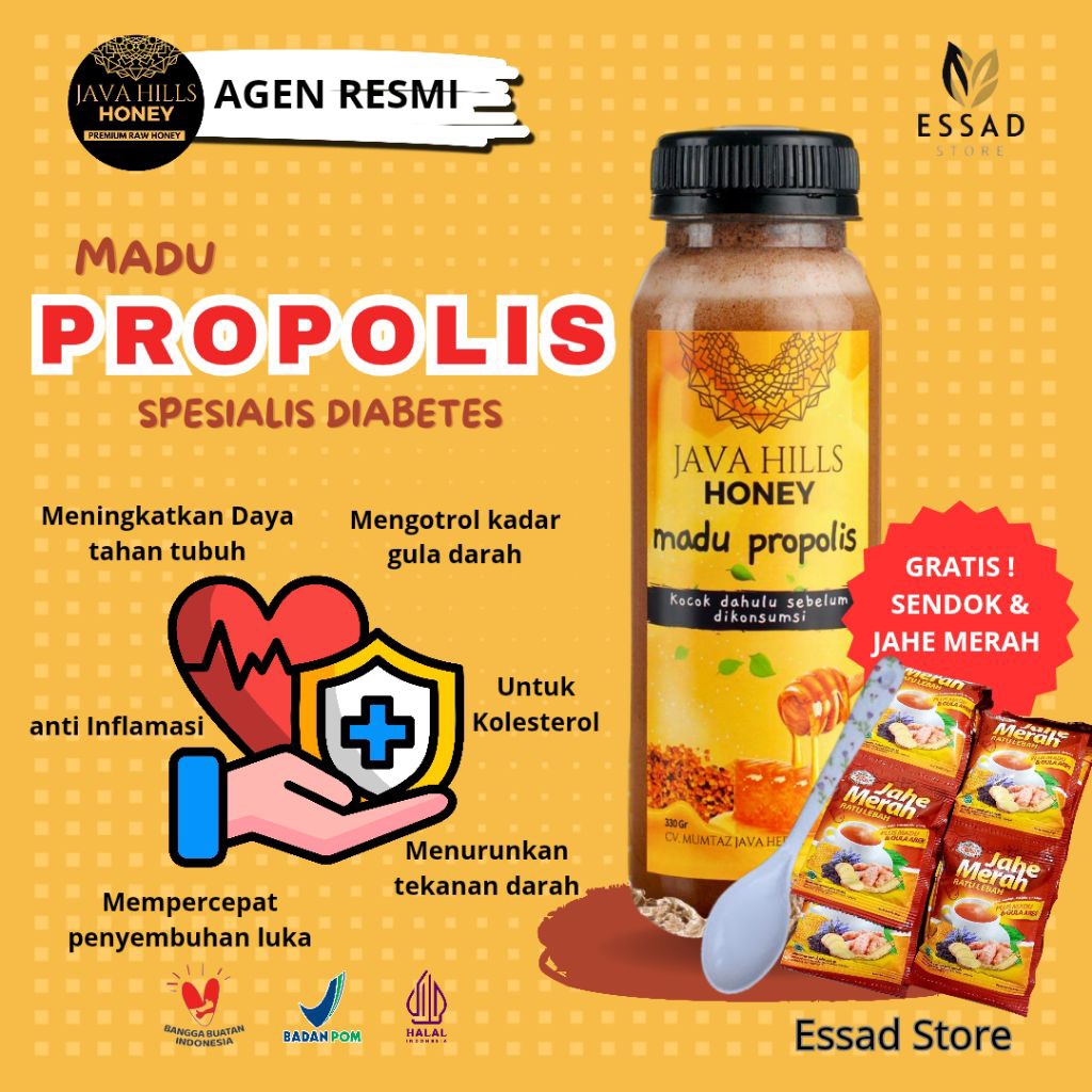 

Madu Propolis Java Hills Honey Madu Herbal Javahills Honey untuk Alergi Diabetes Hipertensi Kolesterol 320gr JavahillsHoney Original