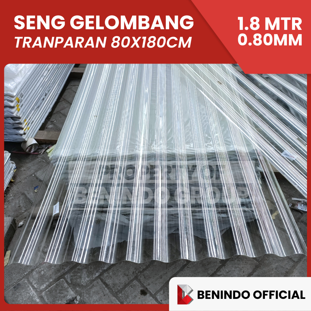 SENG GELOMBANG TRANSPARAN LEBAR 80 X PANJANG 180 - 0.80MM