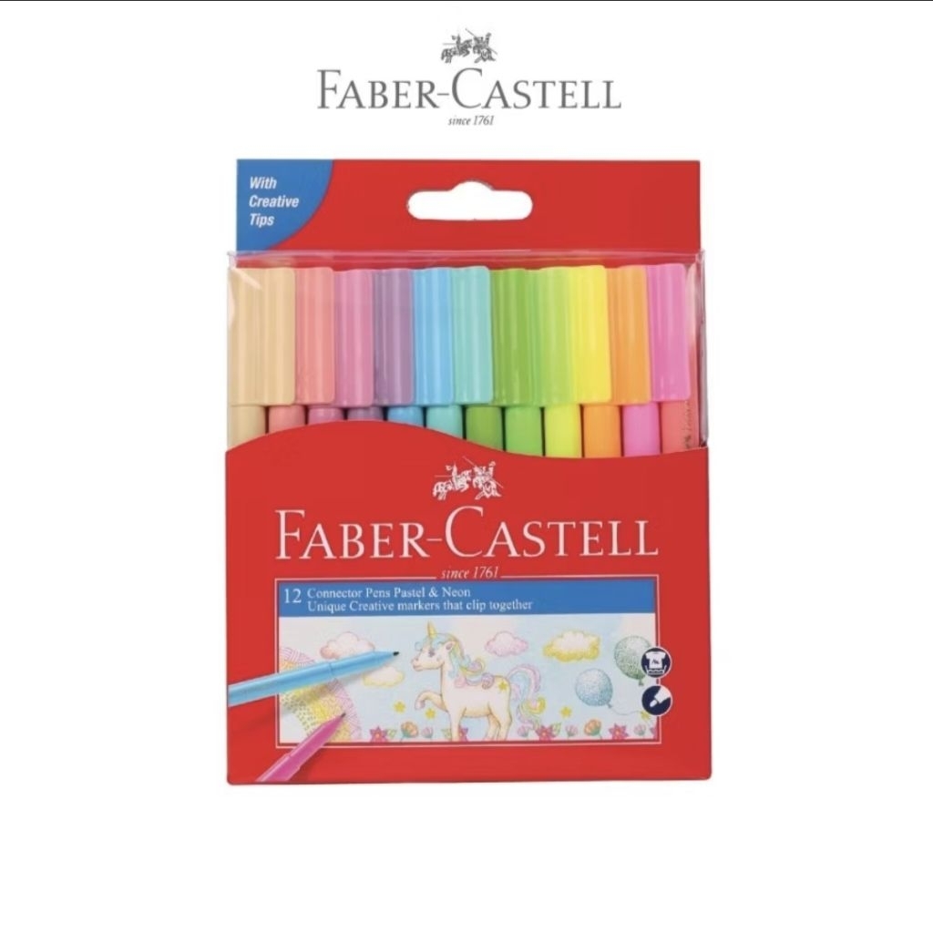 

Connector pen 12 warna neon & pastel Faber Castell / spidol 12 warna neon & pastel faber castell