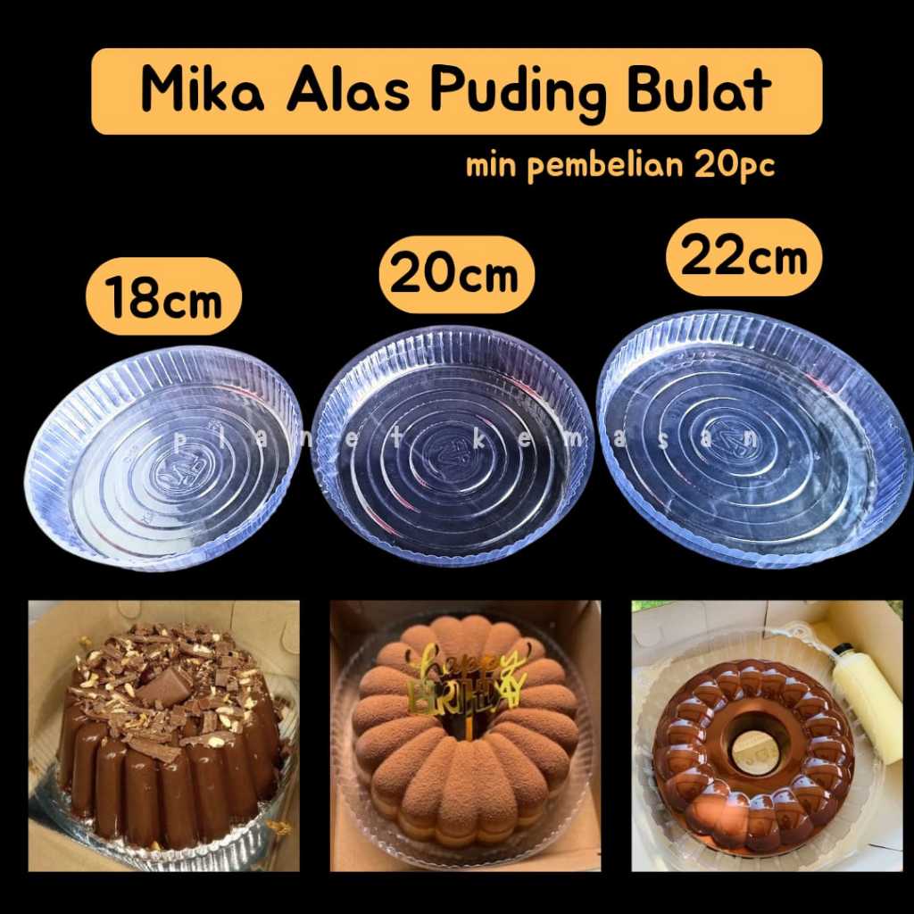 Mika alas puding bulat bening / mika bulat bening alas puding 18cm 20cm 22cm / mika bulat 18cm 20cm