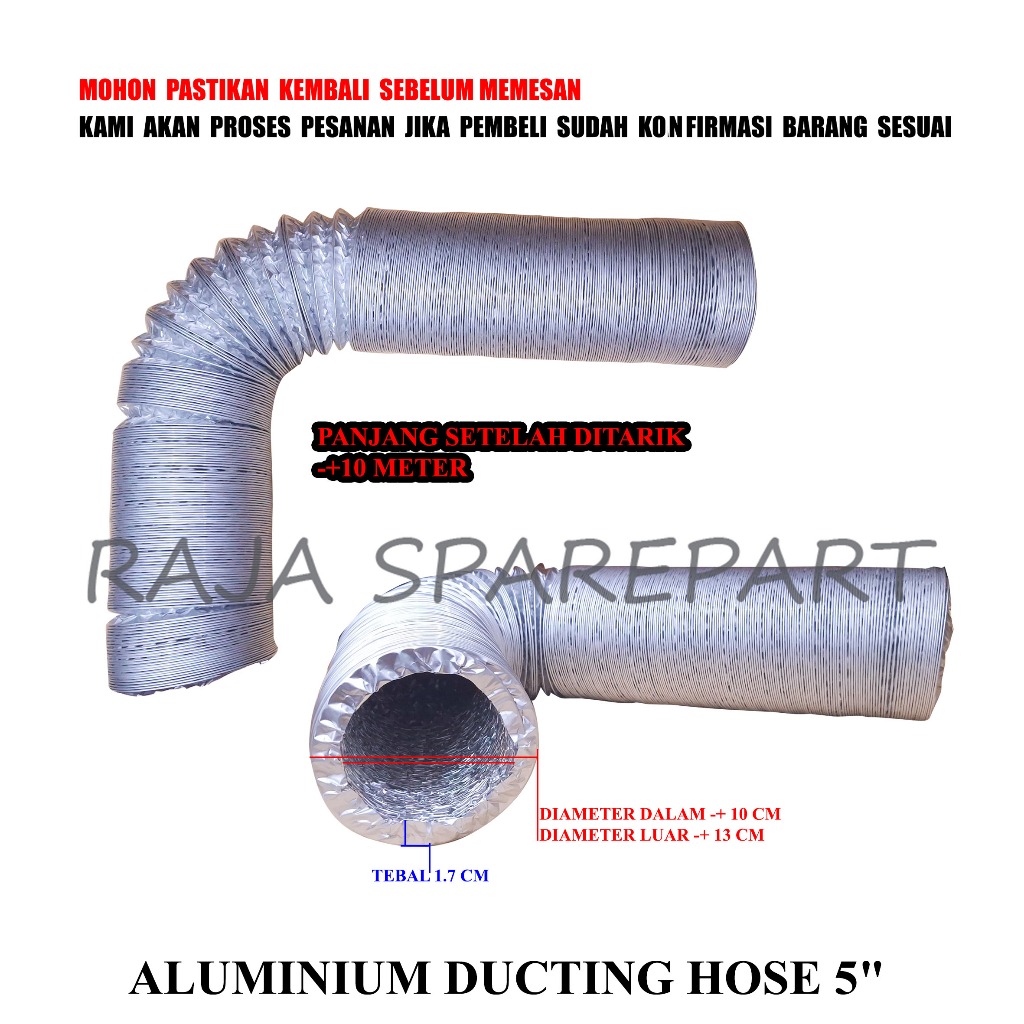 ADH5 PIPA FLEXIBLE DUCTING / FLEXIBLE ALUMINIUM DUCTING / ALUMINIUM DUCTING HOSE 5"