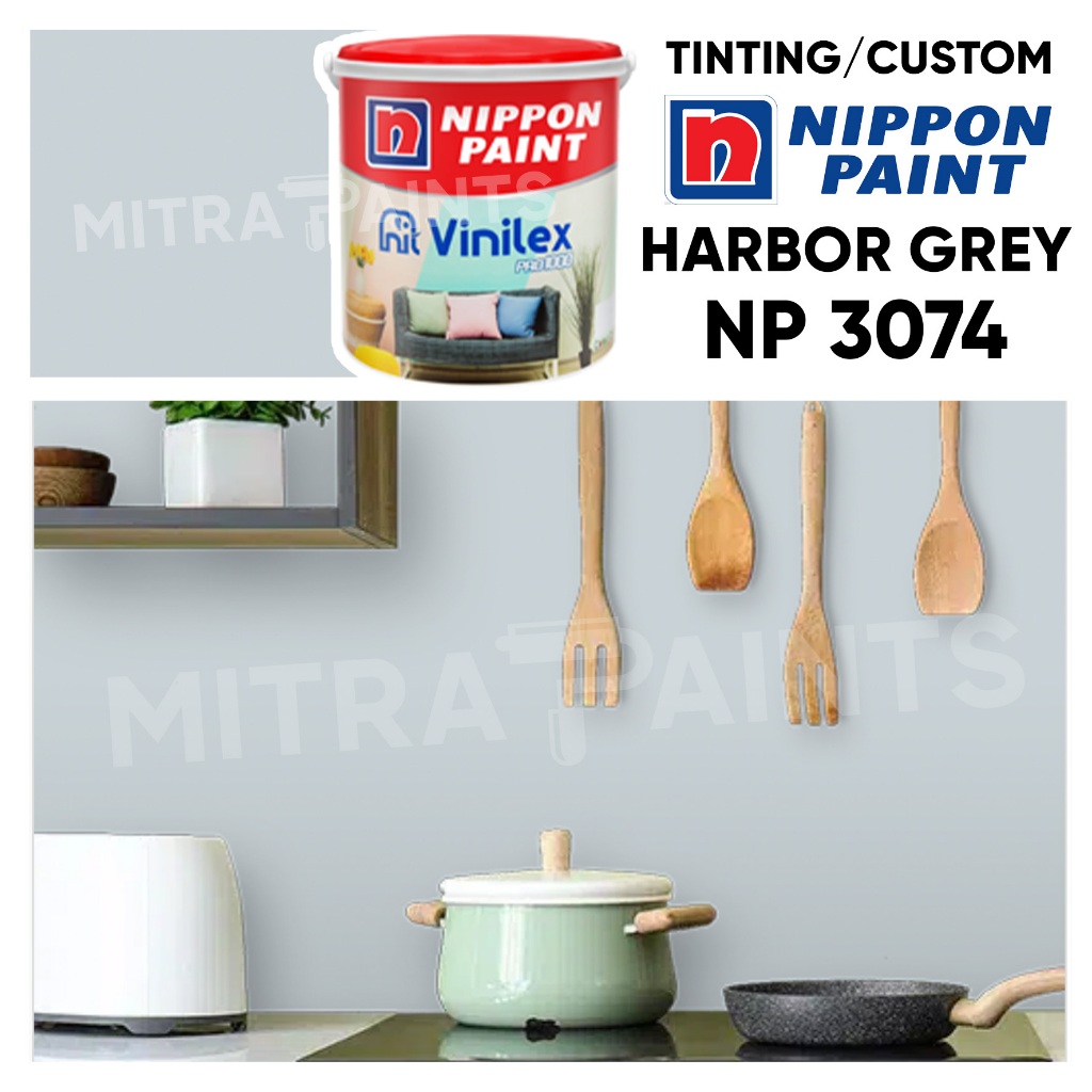 VINILEX PRO 20 KG WARNA HARBOR GREY NP 3074 / CAT CUSTOM TINTING NIPPON PAINT ABU BIRU
