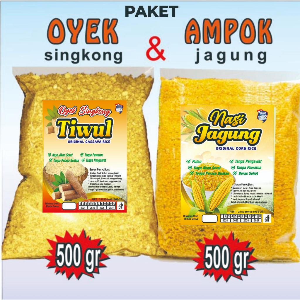 PAKET OYEK & NASI JAGUNG - 500gr Oyek + 500gr Nasi Jagung - PAKET HEMAT BISA COD