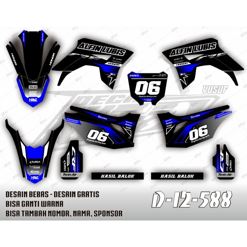 Decal CRF 150 L - Stiker Motor Crf 150 L  HITAM SILVER GRAFIS D-I2-363 D-I2-1602