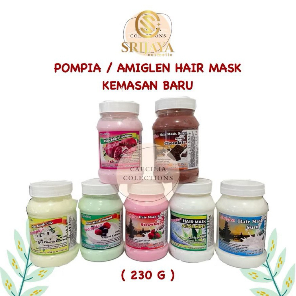 POMPIA HAIR MASK / AMIGLEN HAIR MASK Kemasan Baru Asli dari Pabriknya 230 gram
