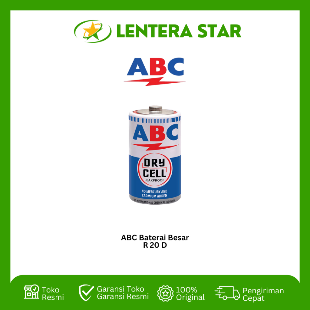 Baterai ABC Besar R 20 D BATTERY BATERAI BATU BATERE ABC R20 SIZE D UKURAN BESAR