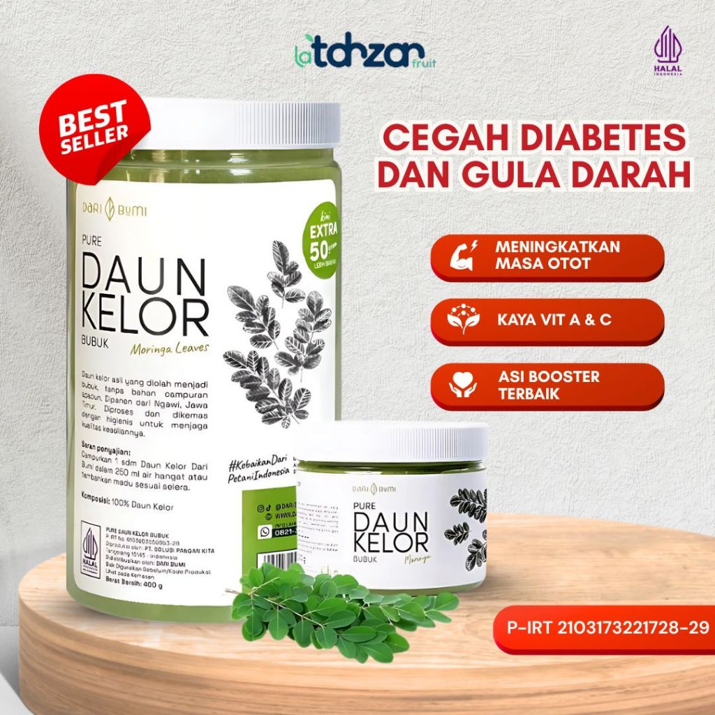 

Daun Kelor Bubuk Moringa Daribumi 400 gr Extra 50gr Pure Serbuk Daun Kelor Halus Organic Cegah Diabetes dan Cocok untuk Bulking Massa Otot