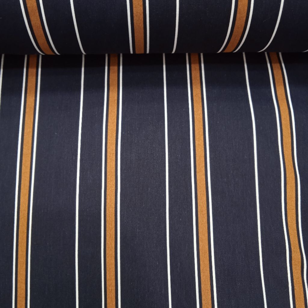 KAIN KATUN RAYON PREMIUM IMPORT SALUR NAVY COKLAT