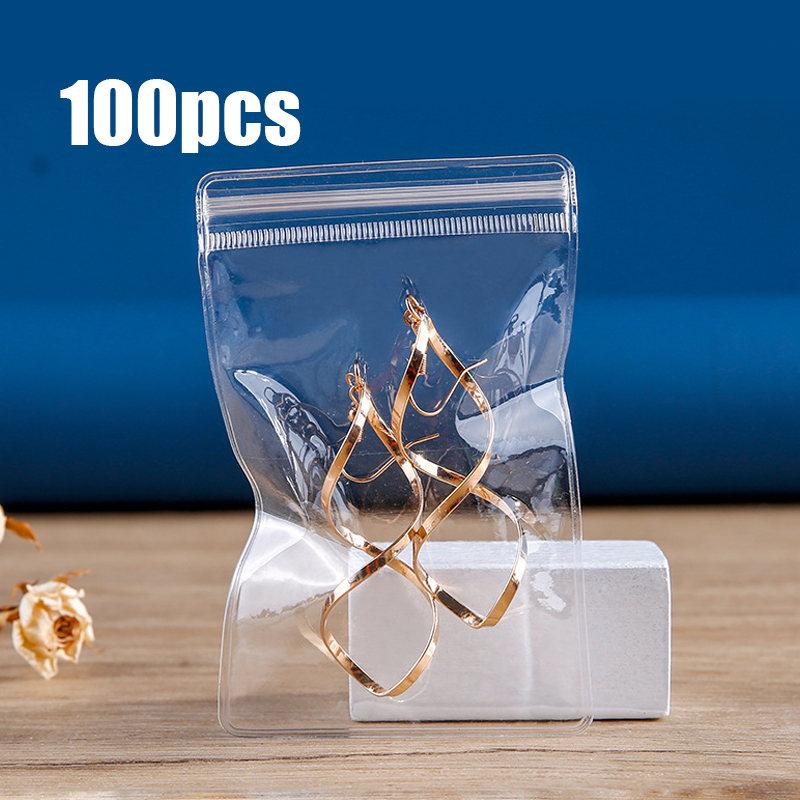 

100pcs Plastik Klip Mika Untuk Mengumpulkan Perhiasan Lock Plastic Bags Ukuran 5x*7cm /6*8cm Kemasan Dengan Handle