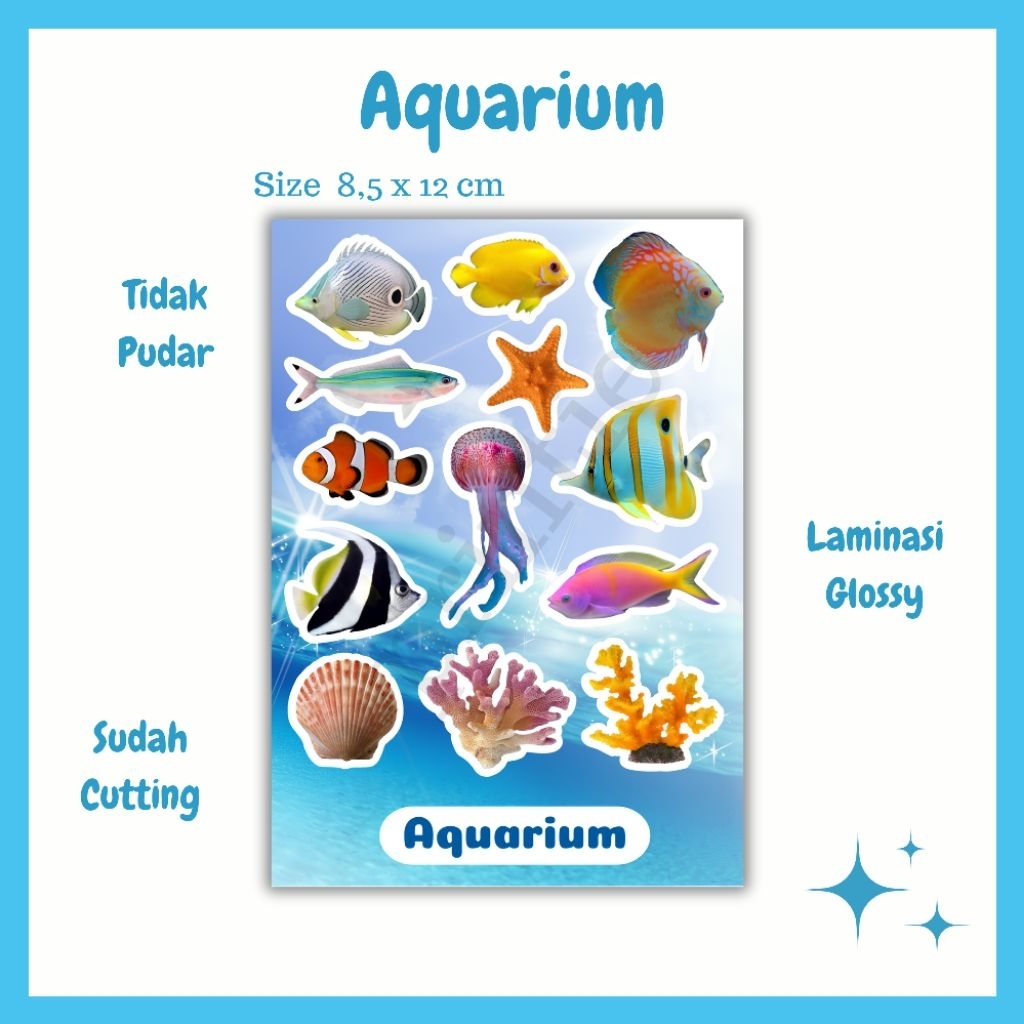 

[1 lbr] stiker sheet kisscut tema fish underwater aquarium