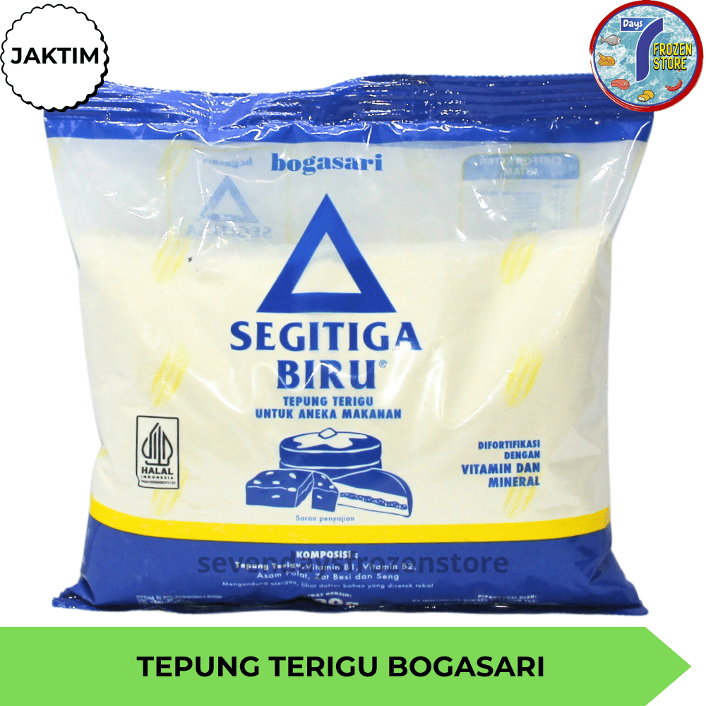 

Tepung Terigu Serbaguna Bogasari Segitiga Biru 500 Gr