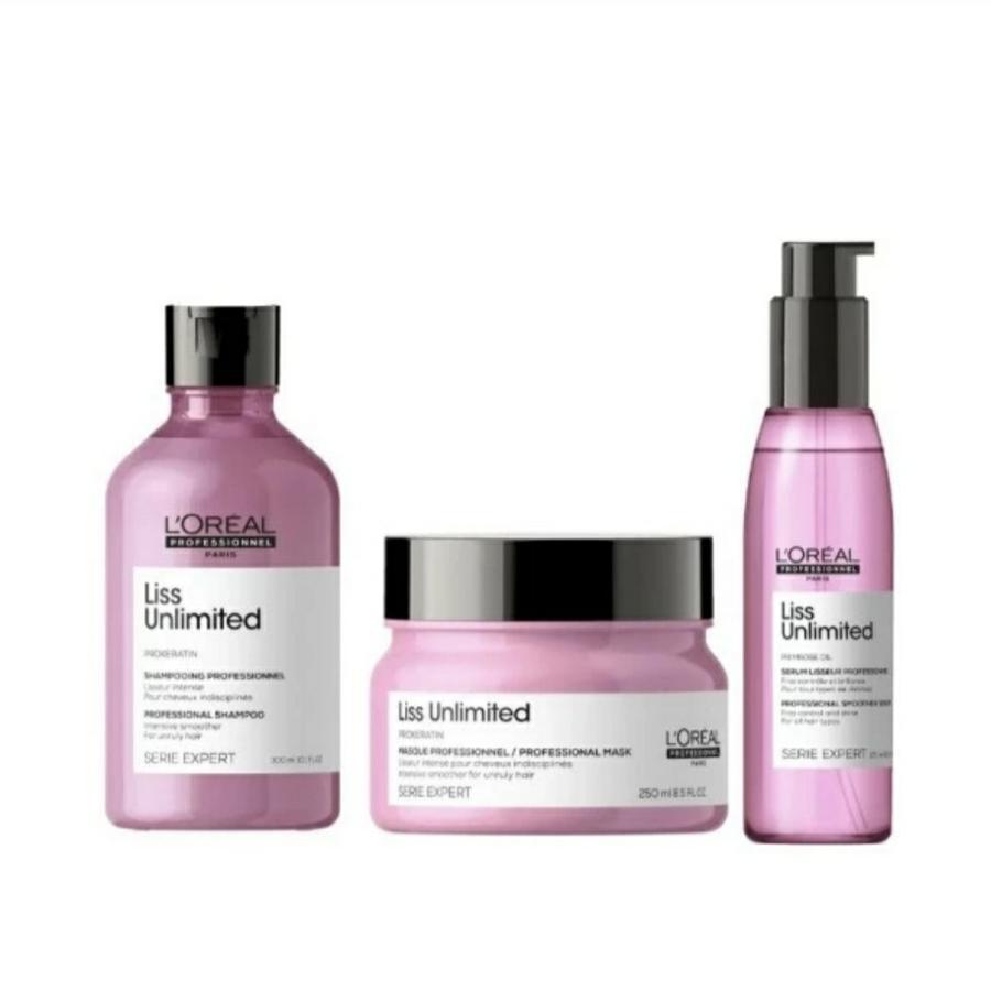 airene21 - paket 3IN1 LOREAL SERIE EXPERT LISS UNLIMITED SHAMPOO 300ML + LISS MASK 250ML MASKER + LI