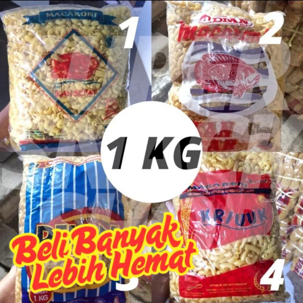 

MAKARONI BANTET MURAH / MAKRONI MURAH / MAKARONI MENTAH / MAKRONI BANTAT KUNING ANEKA 1 KG
