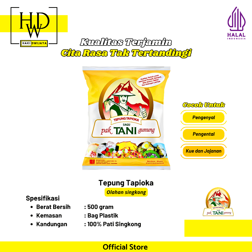 

[500gr] Pak Tani Gunung Tepung Tapioka Kanji Murni Lentur, Kenyal & Serbaguna