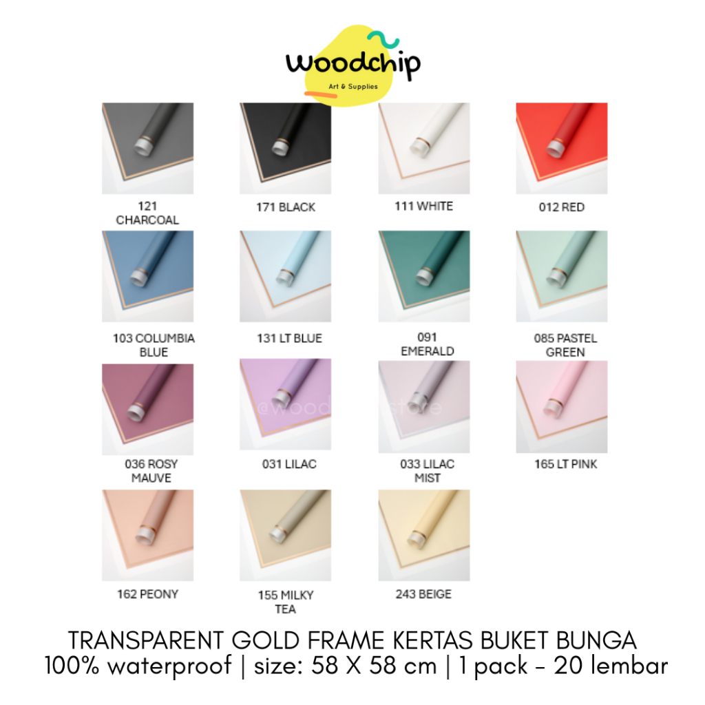

[LEMBARAN] TRANSPARENT GOLD FRAME CELLOPHANE (TGF-01) KERTAS BUKET BUNGA - KERTAS KADO - WRAPPING PAPER