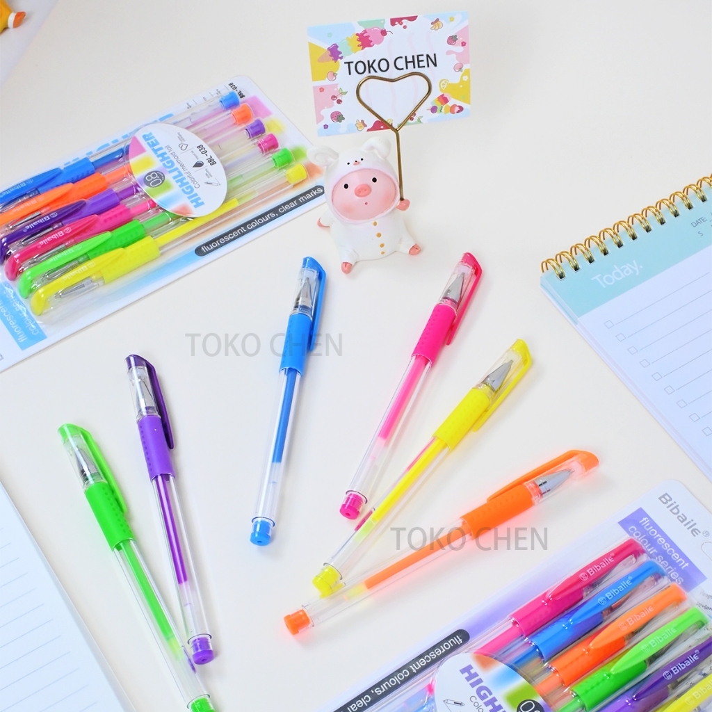 

Bibaile Stabilo Pastel 1 Set Menumpuk Stabilo Highlighter 1 Sisi 6 PCS 6 Warna