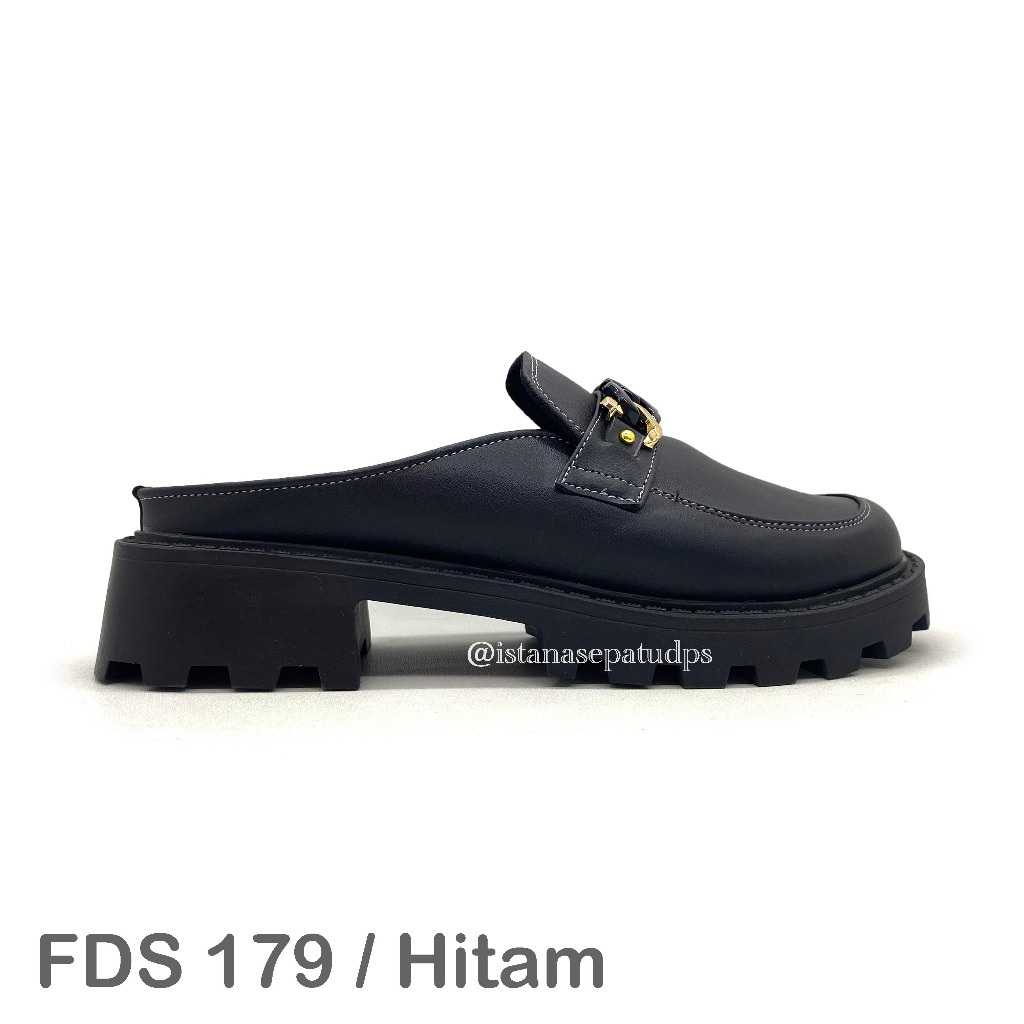 Sandal Selop Fashion Wanita Rullief FDS 179, Hitam, Tinggi 5cm
