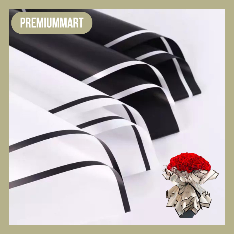 

20 Lembar Monochrome Cellophane Flower Wrapping Paper / Kertas Buket Hitam Putih KB06