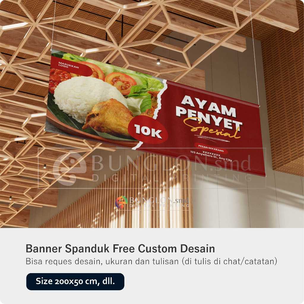 Spanduk Ayam Penyet Free Custom Desain