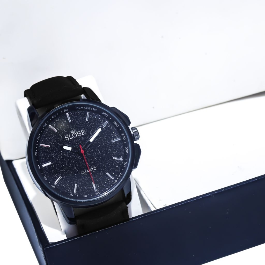 SLOBE Jam Tangan Pria Kulit Analog Free (| Box Kode 2.24