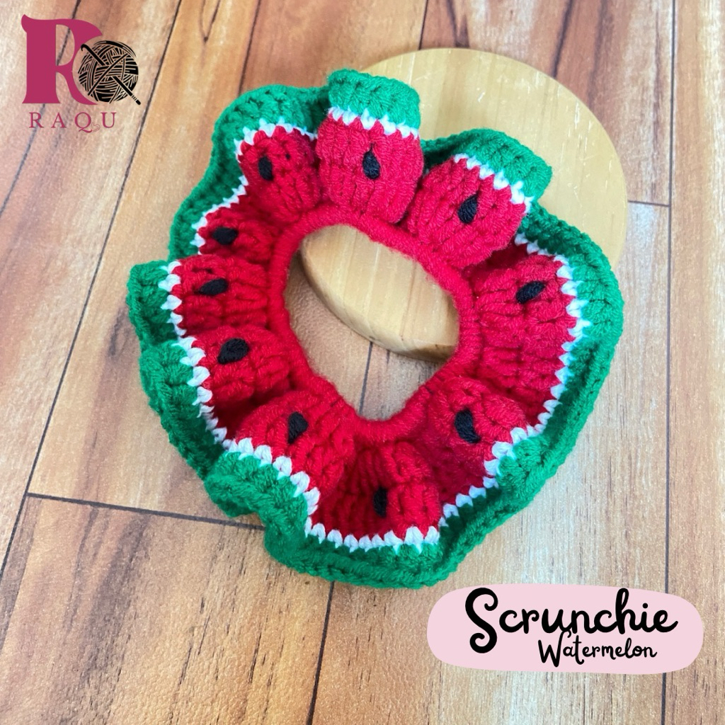 Ikat Rambut Rajut Buah Semangka | Scrunchie Watermelon