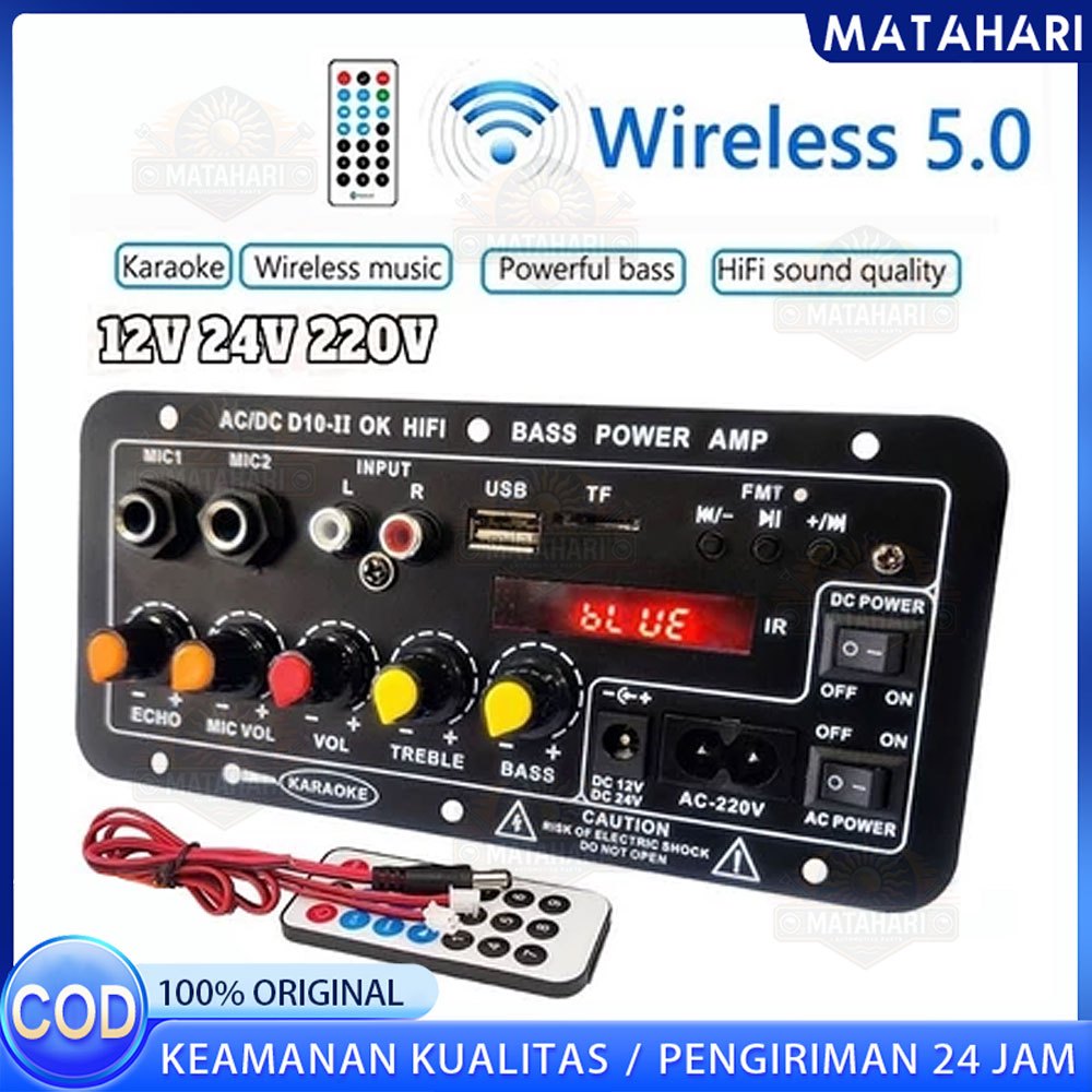 Amplifier Bluetooth Super Bass 12V/24V/220V Modul Speaker Bluetooth Power Amplifier
