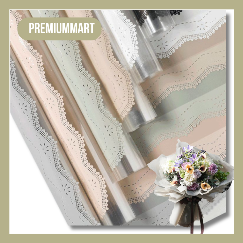 

20 LEMBAR Kertas Buket Bunga Cellophane Lace Frame Flower Wraping Paper Waterproof Motif Renda KB089