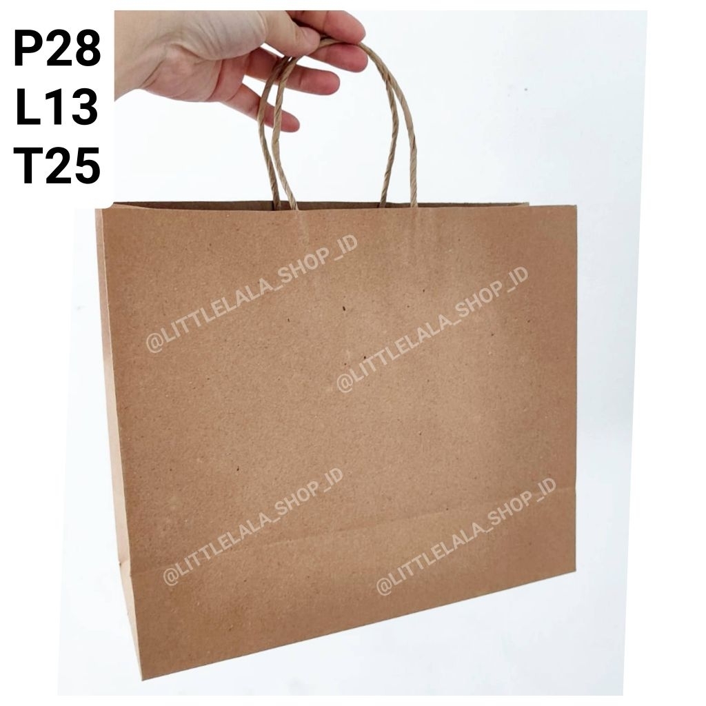 

Paperbag 28x13x25cm coklat polos/tas belanja coklat polos model tenteng