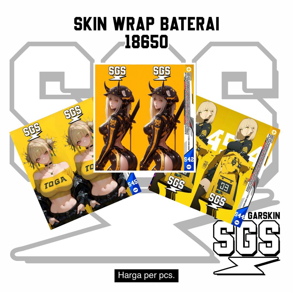 

SGS Sticker Anime Skin Wrap Garskin Baterai 18650 Yellow Series Kuning