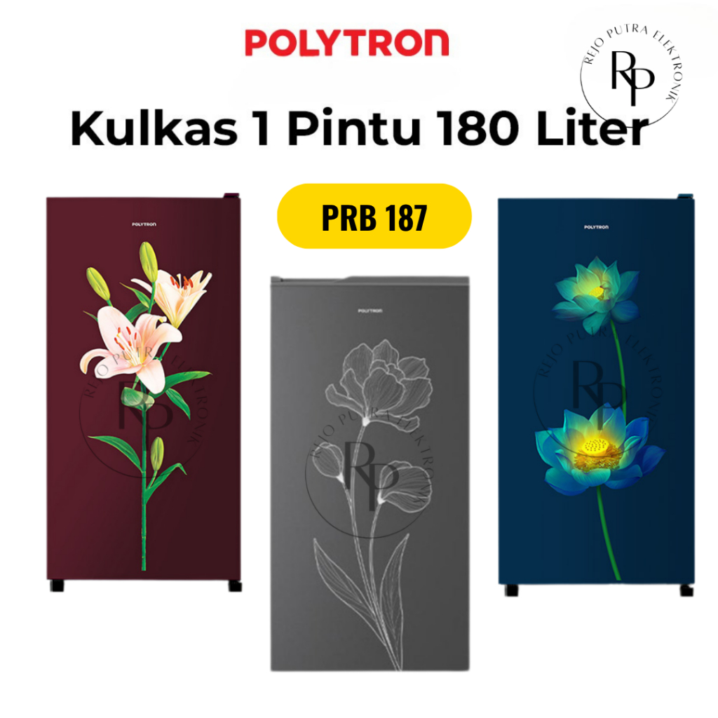 KULKAS POLYTRON 1 PINTU 180L PRB 187 METALLIC SERIES RAK KACA FREEZER BESAR HEMAT LISTRIK