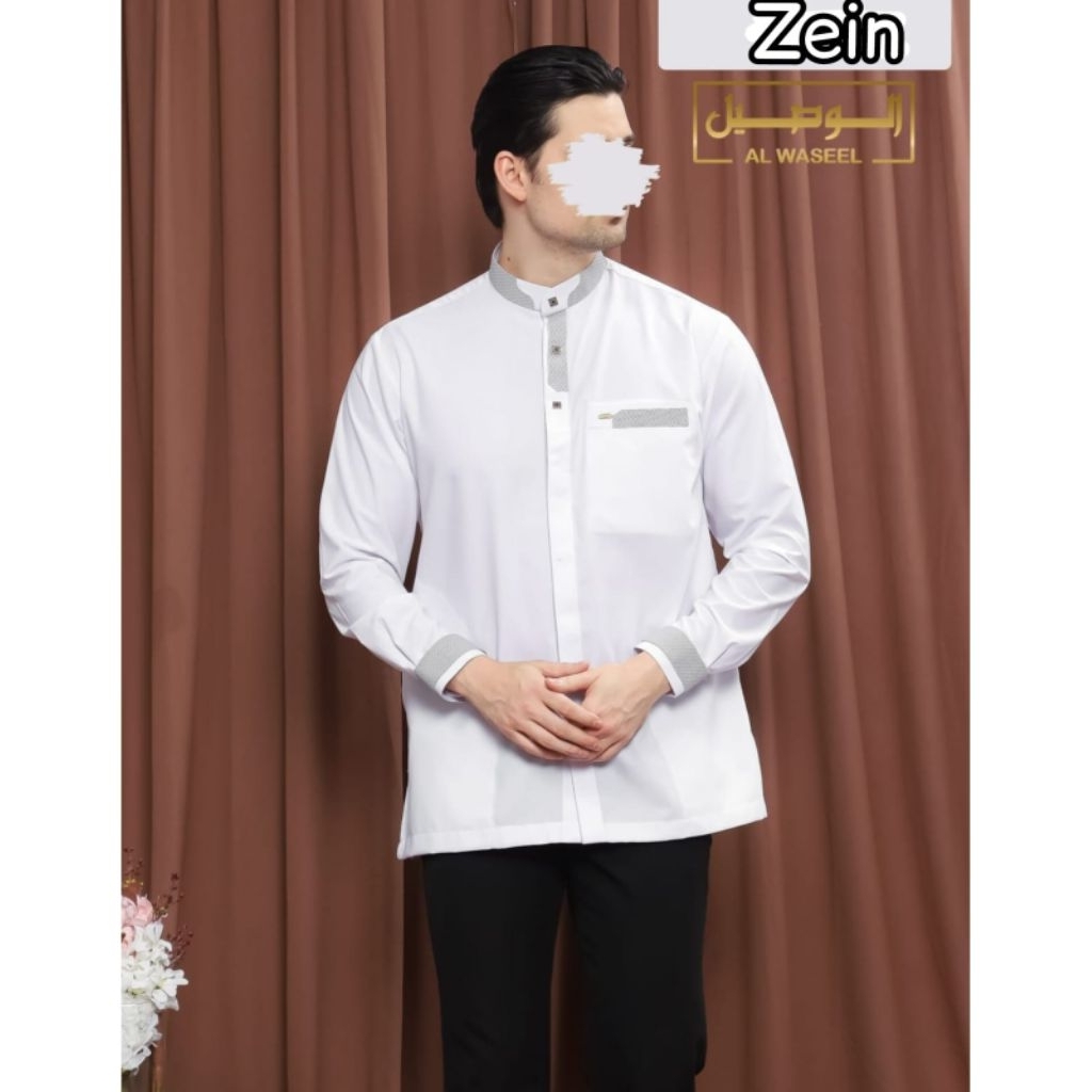 AL Waseel koko lengan panjang manset // koko putih dewasa katun premium