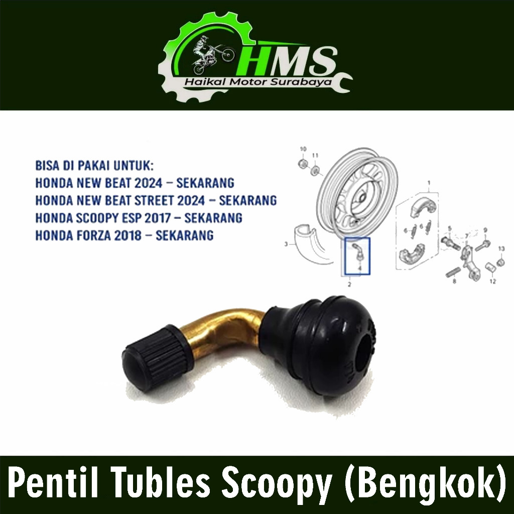 Pentil Tubles Scoopy (Bengkok) - Pen Penutup Cop Ban Tubeles Tubles Honda Beat New Scoopy ESP