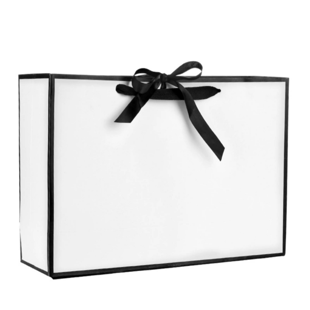 

TAS KADO PAPERBAG PUTIH PREMIUM PITA HITAM GOODIEBAG PEMBUNGKUS KADO NIKAHAN ULANG TAHUN
