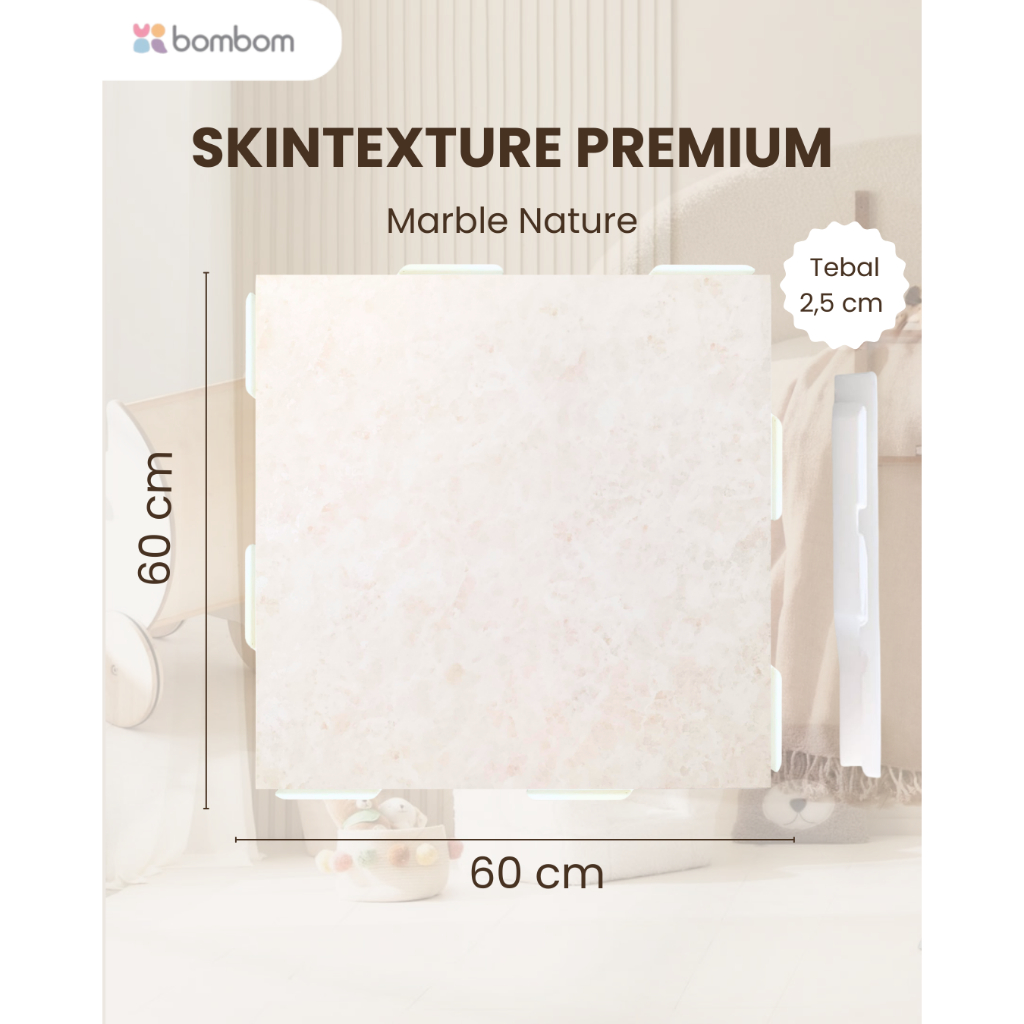 Bombom Mat Skintexture Premium ukuran 60 x 60 x 2,5 cm Matras Puzzle Premium untuk bermain anak, Mat