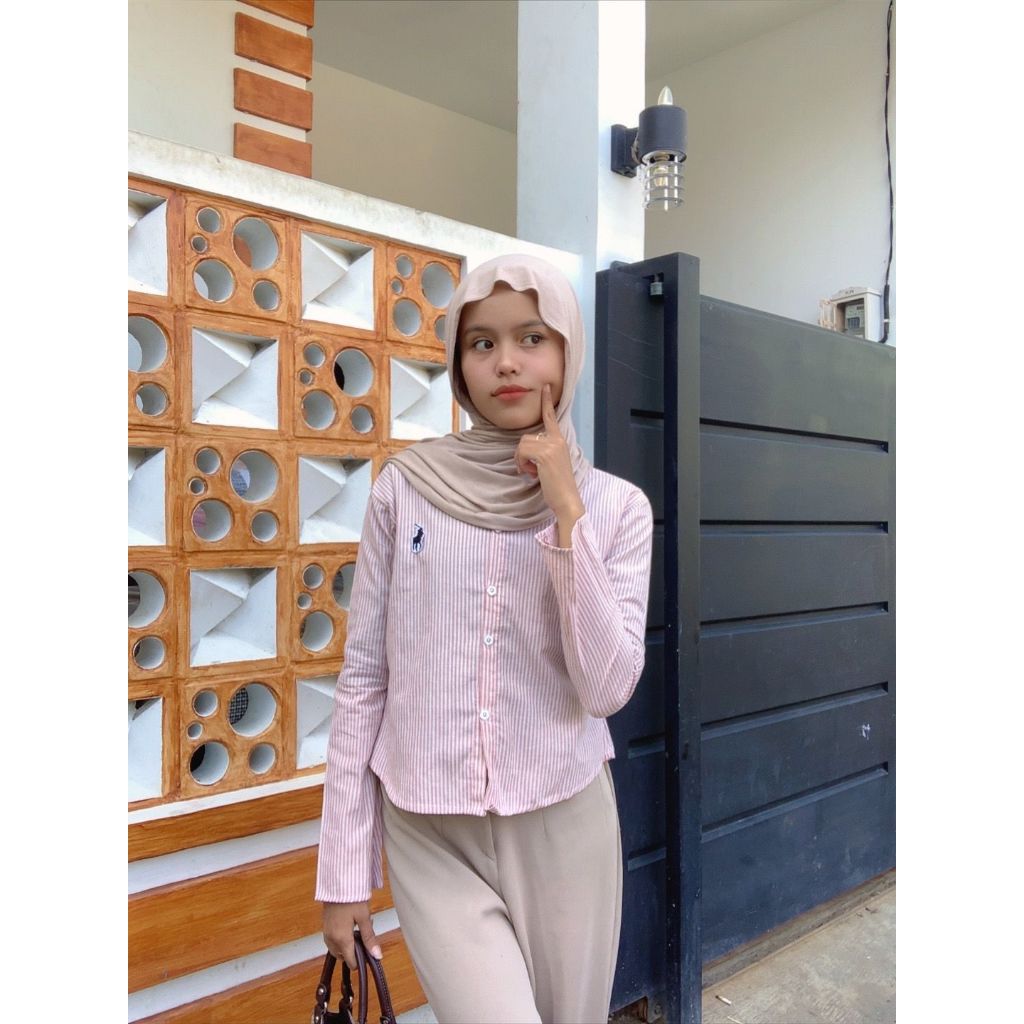 Kemeja Olop Salur | Kemeja Salur Wanita