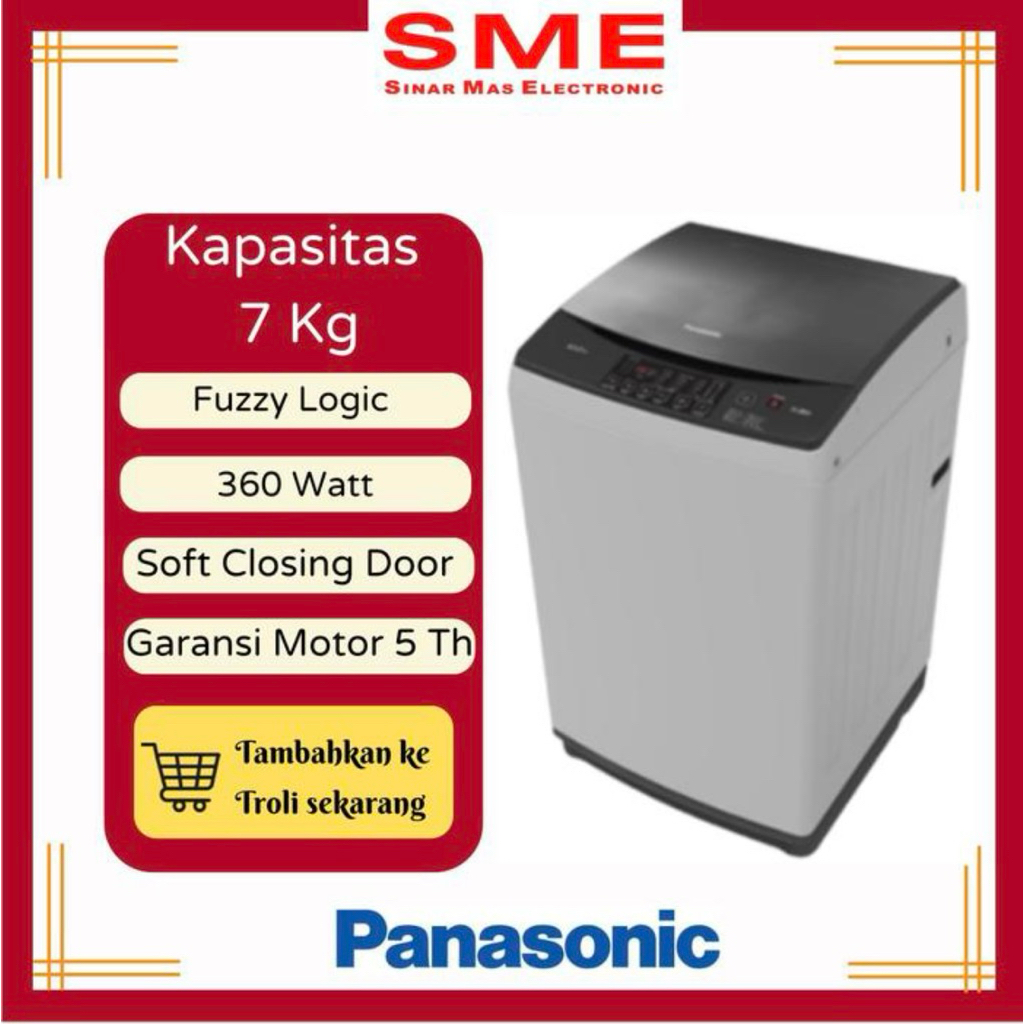 Mesin Cuci 1 Tabung PANASONIC 7 KG na-f72mb1wsg