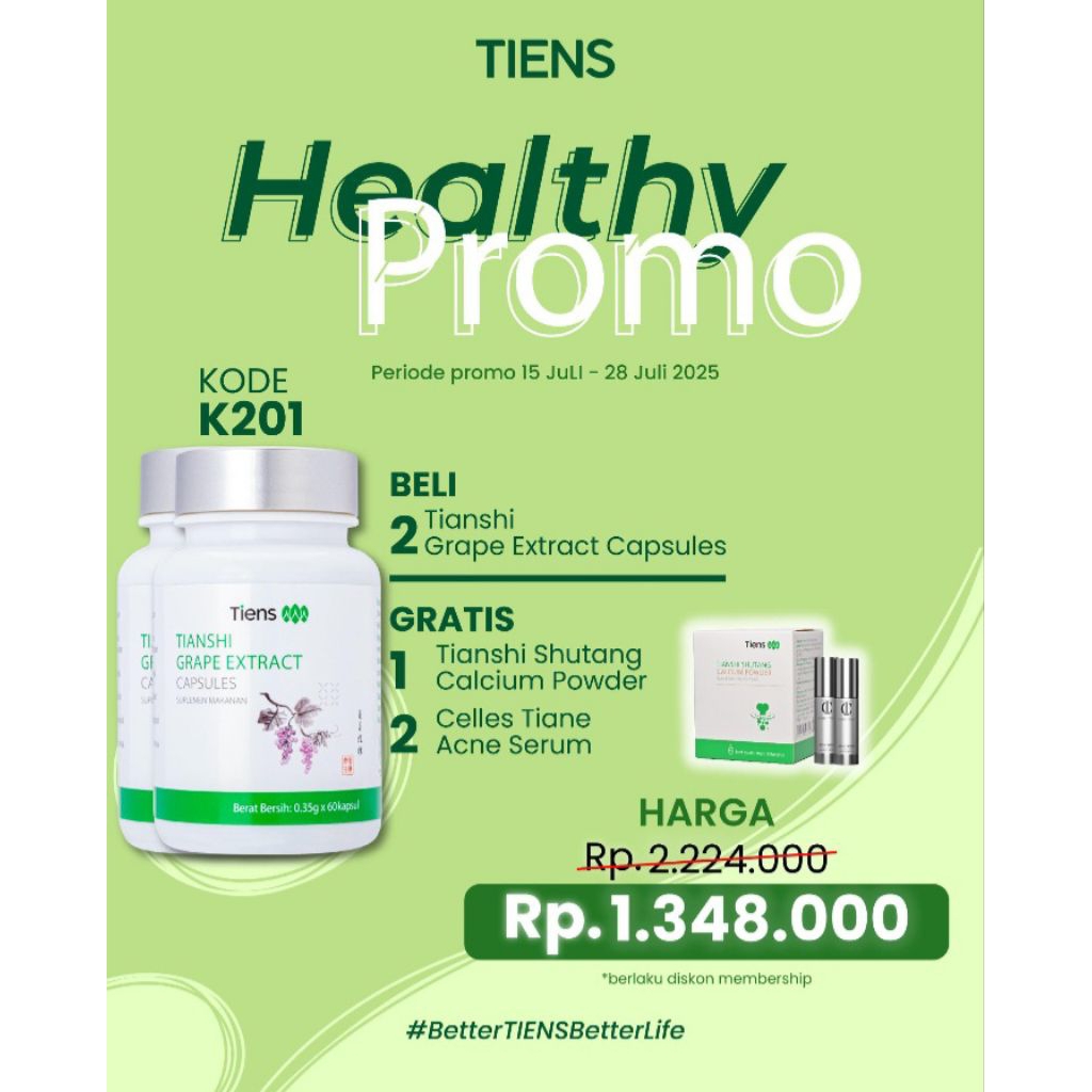 Pelangsing Badan Tiens 100% Original Grape Extract Tiens Jiang Zhi Tea Tiens Chitin Chitosan Tiens P