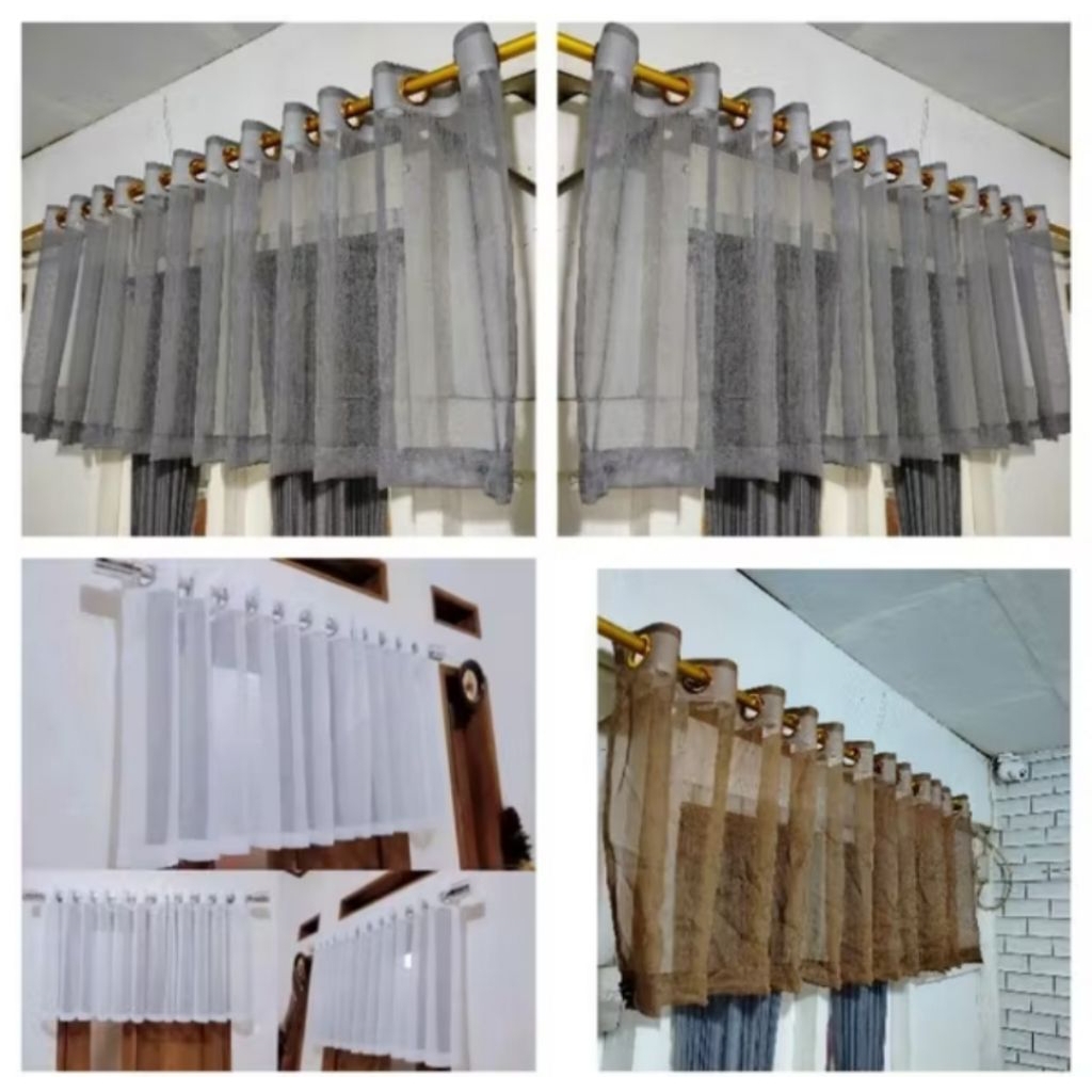 gorden Poni Smokring Vitrase Polos Hordeng Putih Jendela pintu Tirai minimalis gorden kolong dapur G