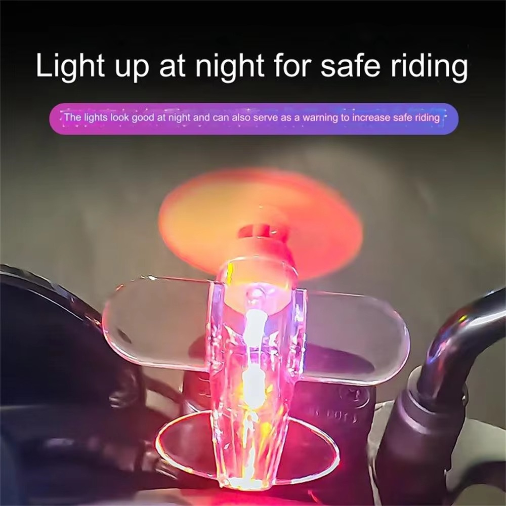 Mainan Anak Dewasa Pesawat Terbang Baling Kincir Angin Tempel Transparan Bening Lampu LED Ornamen Dekorasi Atas Tempel Stang Setang Spion Sepeda Motor Helm Mobil Energi Angin Automatis Menyala Sensor Listrik Tenaga Tiup Angin Anti Air Malam Glow In Dark