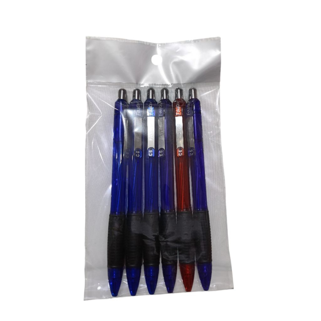 

Pulpen FASTER C6 Hitam Biru Set/6pc. Menulis lancar, Metal clip , spirall refill