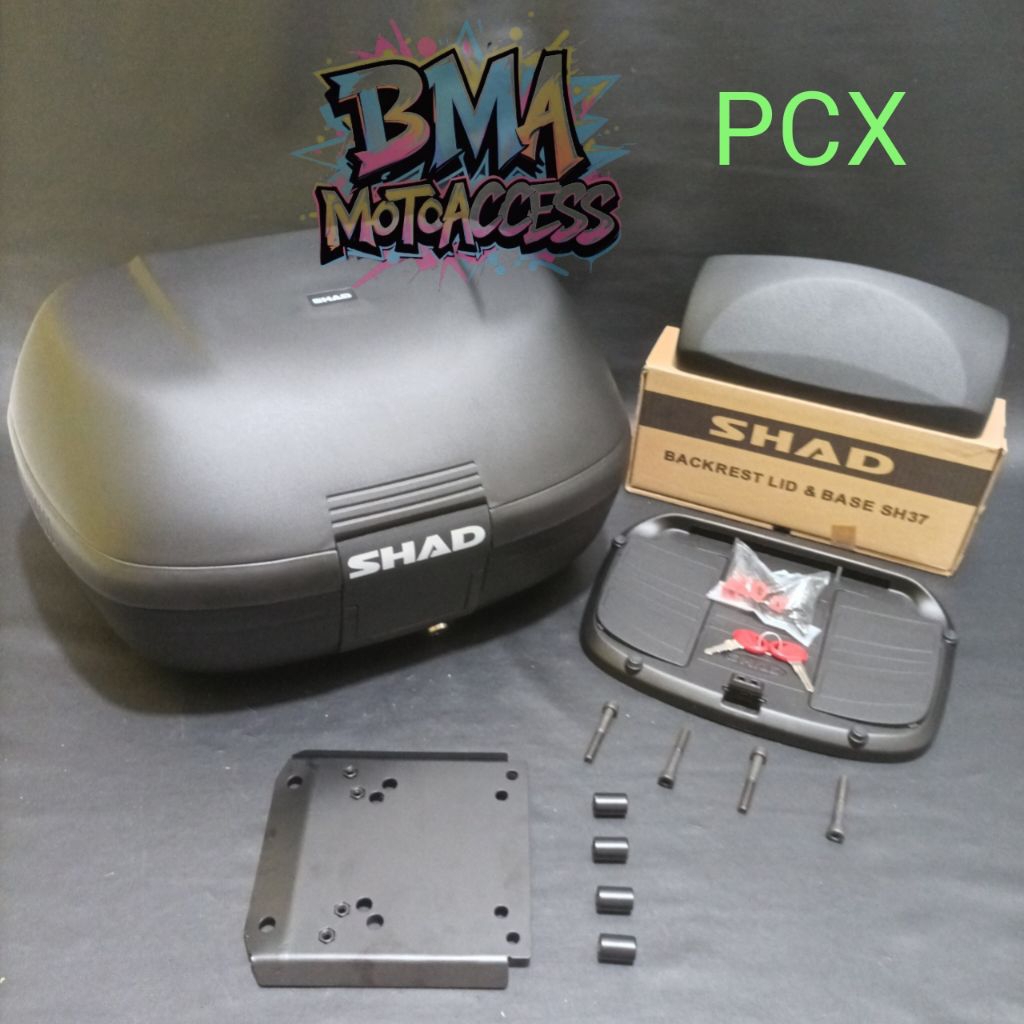 BOX SHAD SH42 PAKETAN+BREKET BOX+BACKREST - PCX 150/160 / PAKETAN BOX SHAD SH42 - PCX