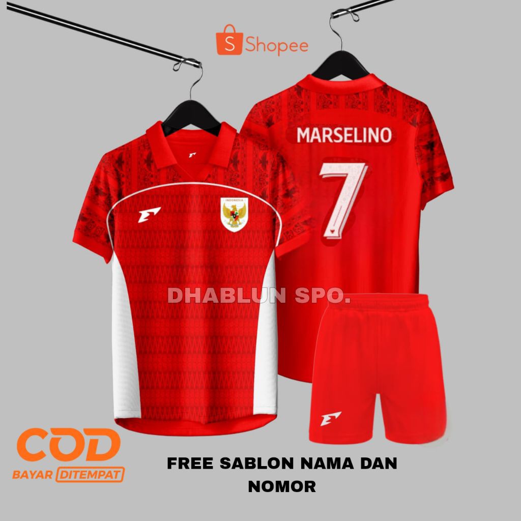 COD Baju Bola Jersey Timnas Indonesia 2025 Dewasa Free Sablon Nama+Nomor