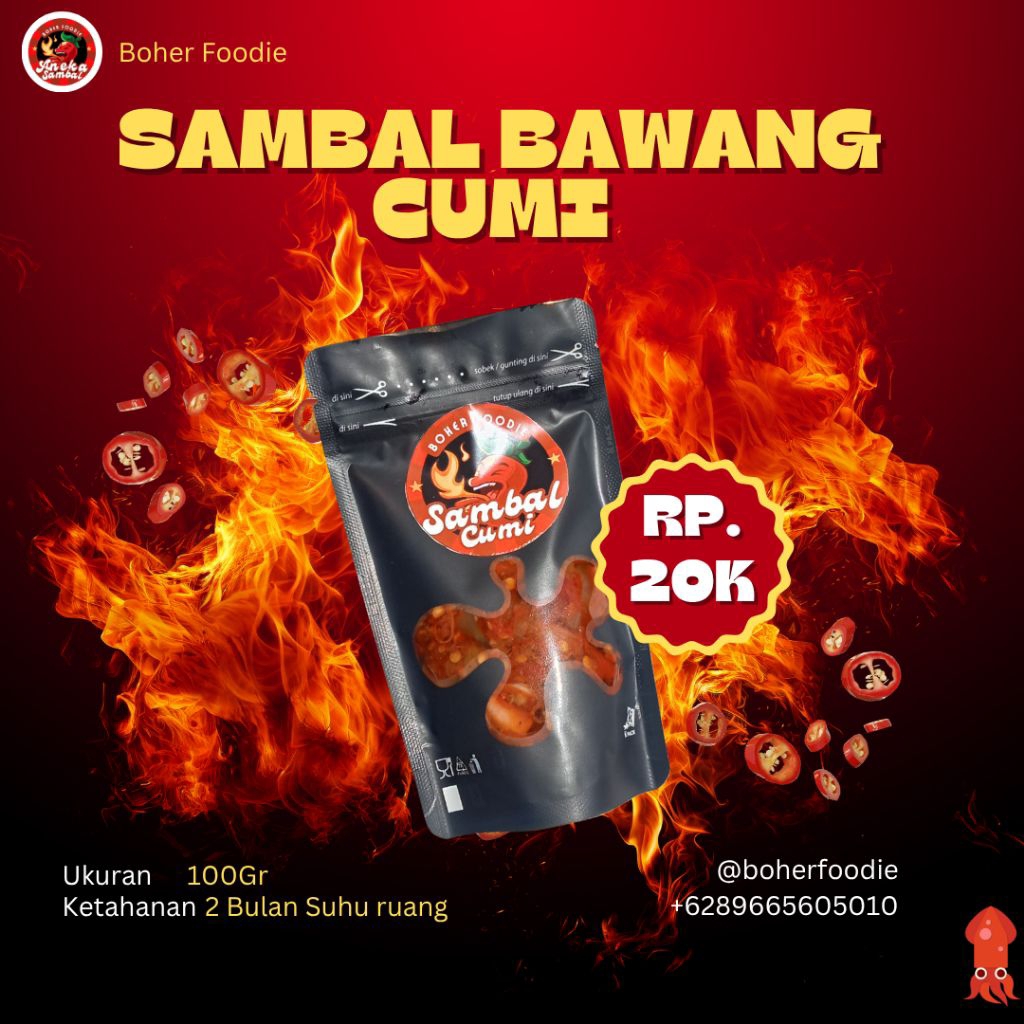 

Boher Foodie | Sambal Bawang Cumi 100gr | Sambal Rumahan Siap Saji Tahan Hingga 1 Bulan di Suhu Ruang
